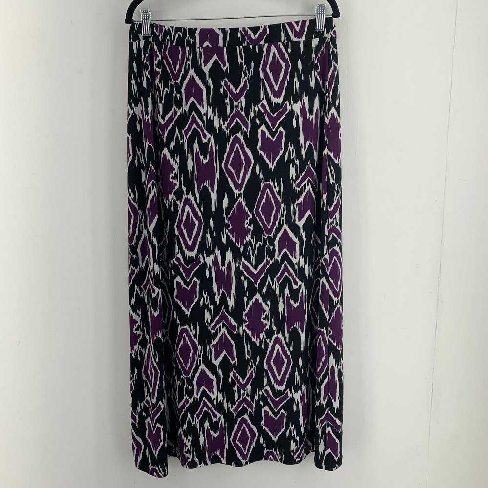 Boho Ethnic Ikat Geometric Maxi Skirt Hippie Stretch Womens Large Pull On Artsy